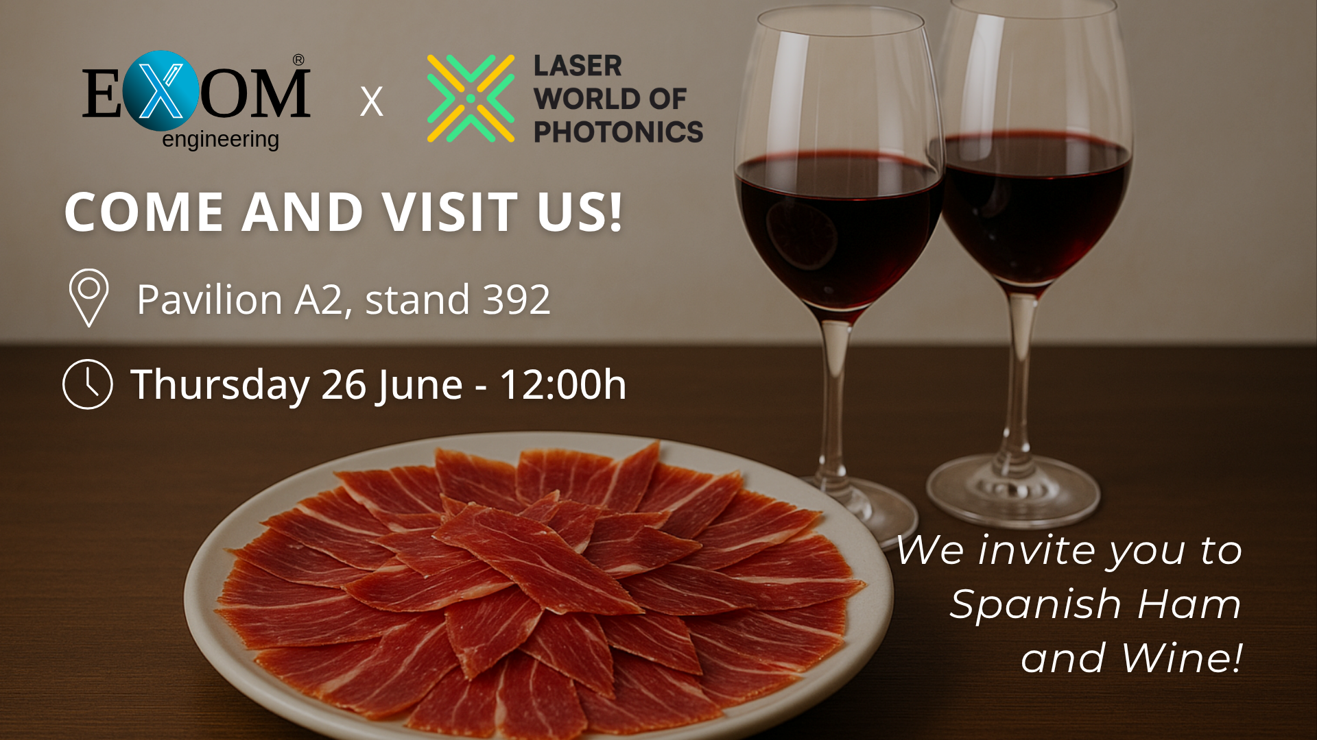Invitation to Visit Laser World of Photonics 2025 – Meet EXOM Engineering in Hall A2, Stand 392